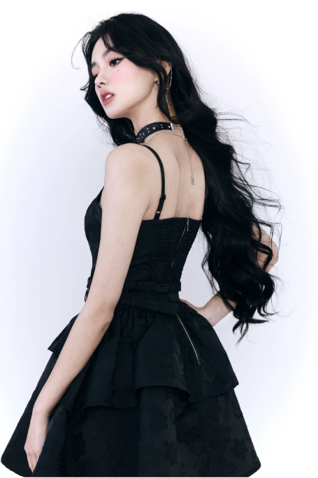 Sweet Cool Style Mini Dress With Belt Detail And Ruffled Hem R9439