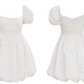 White A-Line Mini Dress Women With Puff Sleeves And Square Neck R9458