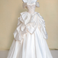 Pink off-the-shoulder wedding dress with white satin skirt R5737