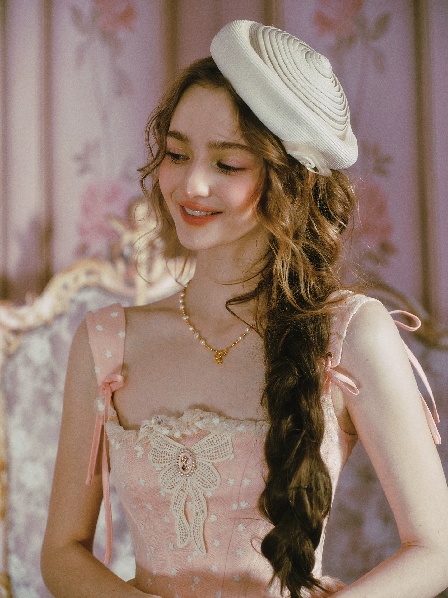 Sweet Pink Corset Mini Dress with Lace Trim & Puff Skirt R9204