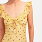 Yellow Floral Ruffle Cami Mini Dress With Bow Detail And Bodycon Fit R9290