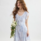 Light Blue Floral Print Mini Dress Women With Ruffle Trim And Bow Detail R9468