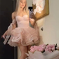 Pink Strapless Fitted Waist Puffy Skirt Homecoming Dress R5440