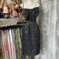 Black Strapless Waist-Cinched Slim-Fitted Bodycon Sexy Ball Gown with Gold-Trimmed Patterns R7408