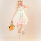 Pink suspender puffy cute mini skirt homecoming dress R5332