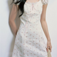 French Style Floral Print Mini Dress Women With Puff Sleeves And Lace Trim R9430