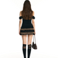 Black Mesh Off Shoulder Mini Dress Women Summer High Waist Tiered Ruffle Skirt R9384
