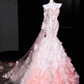 Pink Rhinestone-Embellished Fitted-Waist Slim-Fit Hip-Hugging Mermaid-Length Prom Dress R6490