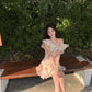 Romantic Off-Shoulder Floral Mini Dress with Ruffle Trim & Waist Tie R9146