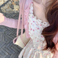 French floral dress women's summer pink sweet suspender short skirt R3834