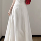 White v-neck lace dress is a niche style, beautiful waist temperament long skirt R0466