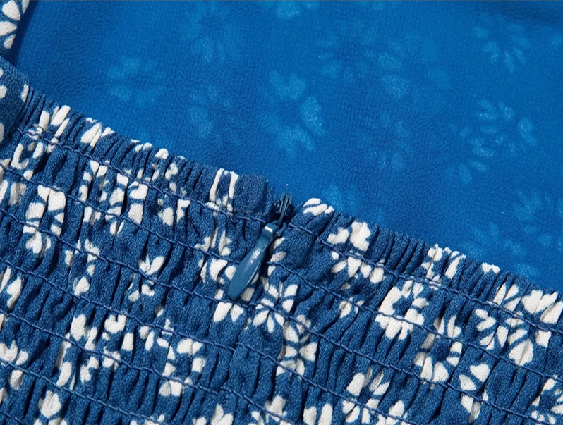 2025 Summer New Blue Floral Daisy Holiday Short Suspender Dress R0968