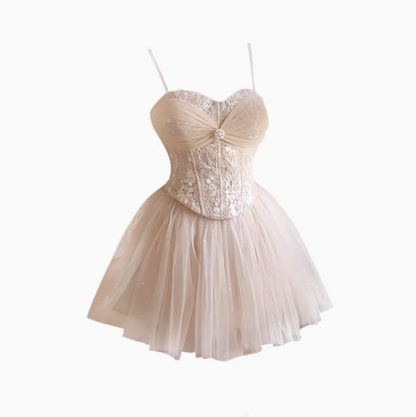 Pure desire style lace splicing sling 2025 thousand gold mesh skirt suit R1342