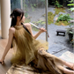 New Chinese style temperament holiday beach long skirt mesh tie-dye fake two-piece dress R1698