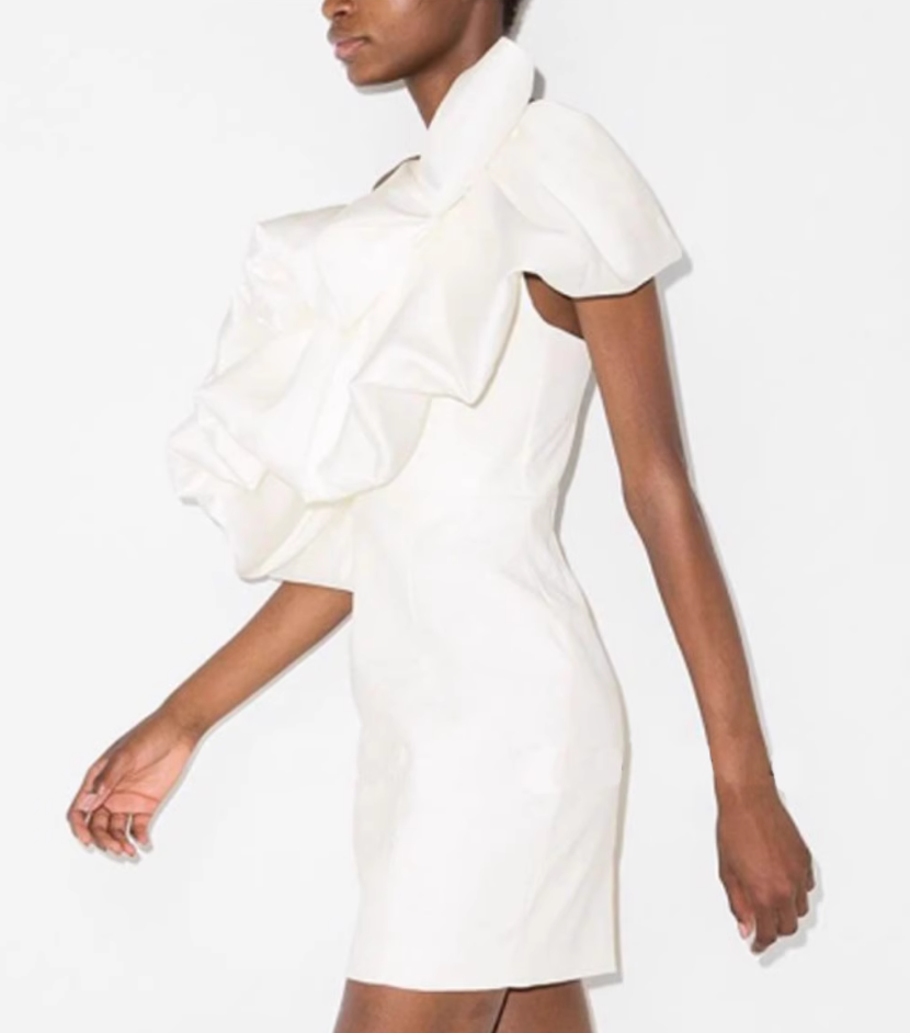 French white off-shoulder push pleat fashion banquet party dress dress homecoming dress R2972