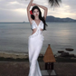 Sexy suspender dress pure desire style clothes super fairy vacation wear backless beach dress R1572
