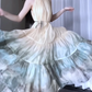 Sleeveless halter dress with beautiful temperament and waist A-line long skirt R0766