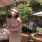 Pure desire style tube top dress female 2025 sweet and spicy pink long-sleeved top suit R1020