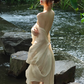 New Chinese style ancient town travel outfit ramie backless dress design photo skirt R1629