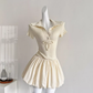 Ballet style French dress 2025 new knitted patchwork short skirt puffy skirt R2050