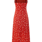 2025 Summer New Red Floral French Style Small Flying Sleeve Seaside Holiday Dress R0929