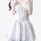 2025 Summer New White Fishbone Ballet Hottie Short A-line Suspender Dress R0974