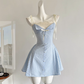 Blue Wind Chime Original Design Striped Splicing Dress R2036