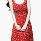 2025 Summer New Red Floral French Style Small Flying Sleeve Seaside Holiday Dress R0929