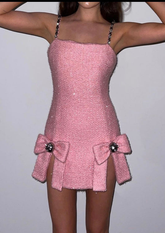 Pink suspender sequin waist sexy short skirt homecoming dress R3502