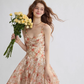 French suspender dress floral dress holiday wear short skirt R2698