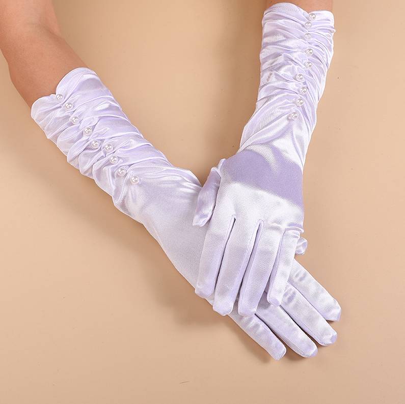 French satin wedding gloves full finger photo etiquette gloves retro dance banquet costume gloves     S6269