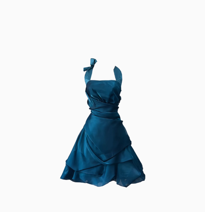 French style sexy light luxury dress 2025 spring new bow halter neck waist dress for women R3340