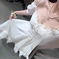 Gentle style white hollow suspender dress unique waist temperament long skirt R0509