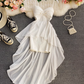 High waist irregular tube top suspender dress design fairy dress chic gentle style long skirt dress R0401