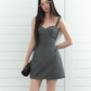 Sweet girl style vest dress female summer a-line French slim suspender short skirt R3337