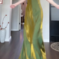 French high-end V-neck green drape dress plus size temperament banquet dress R1822