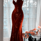 Purple sequined halter-neck fitted sexy ball gown R6526