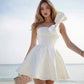 White tube top bow waist big swing skirt short skirt homecoming dress R3899