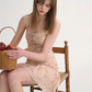 French floral short skirt pink suspender dress short holiday wear skirt R2716