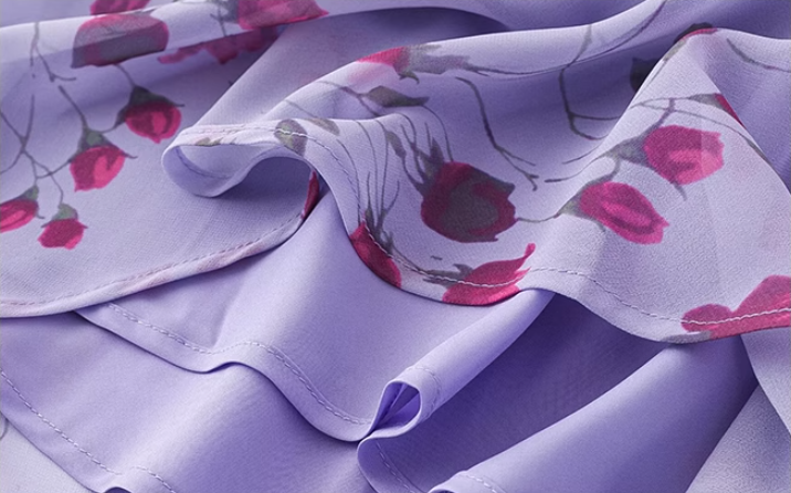 French retro purple floral tea dress 2025 new holiday style long dress R2596