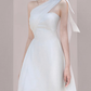 French style white one-shoulder short evening dress banquet slim dress dress homecoming dress R2979