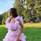 Pink Sexy Slim Waist-revealing Puffy Cake Short Skirt Homecoming Dress R3500