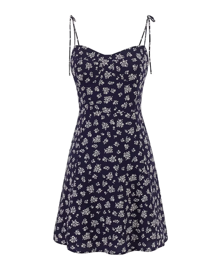 French pure floral suspender dress 2025 new holiday short skirt R2588