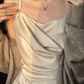 Silk satin sexy dress 2025 temperament holiday seaside slit inner suspender skirt R1441