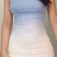 Starry blue and white gradient tube top slim fit hip sexy short skirt homecoming dress R3302