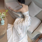 French flower embroidered sling dress 2025 high-end heavy waist dress R1171