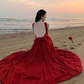 Backless V-neck swing dress new style slim seaside holiday beach dress atmosphere R1608