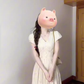 Temperament white v-neck puff sleeve dress female 2025 new beautiful waist slimming a-line long skirt R0478