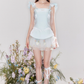 Satin-feeling temperament waist slim fit small flying sleeve puffy little dress R4538