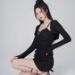 Pure desire style sexy hot girl dress suit black suspenders hip skirt women R4182